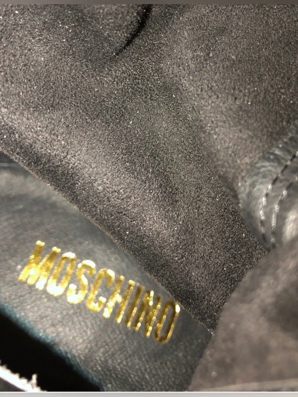 MOSCHINO metal lettering logo boots